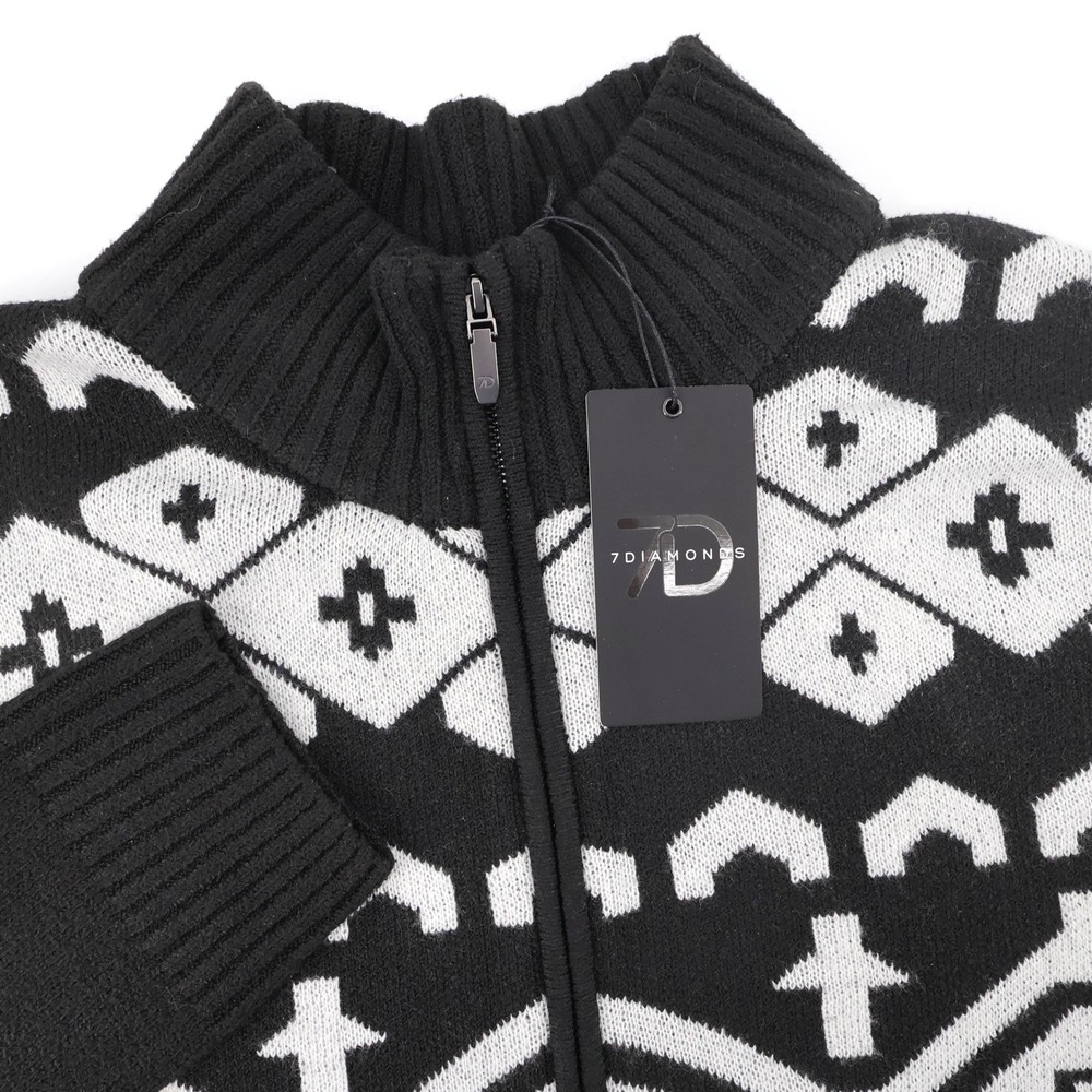 NEW 7 Diamonds Telluride Geometric Zip Sweater Black Long Sleeve Mens XXL $140